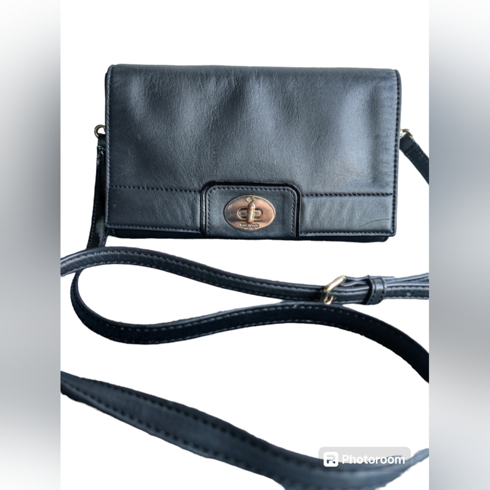 Kate Spade Juliana Hampton Road Black Leather Crossbody Purse